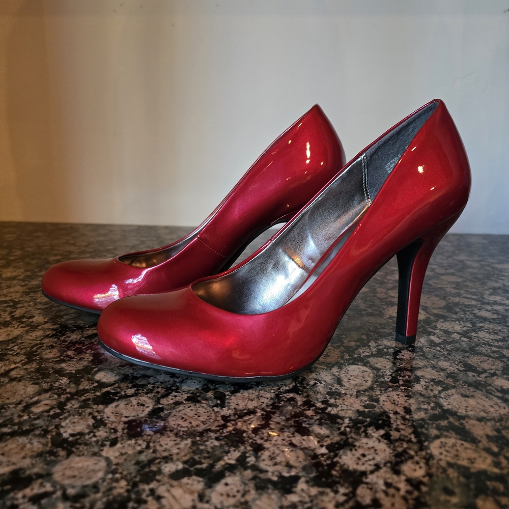 Vibrant Red Patent Leather Stiletto Heels